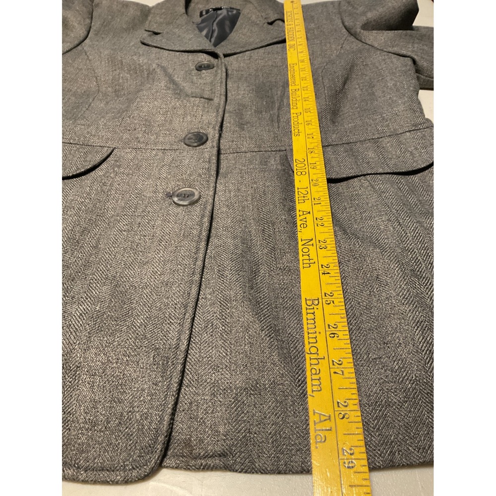 Larry‎ Levine Classics Women's Grey Herringbone Blazer Jacket Size 14W - Picture 5 of 10